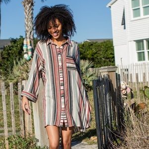 Natural Life Button-Up Tunic Shirt Dress